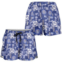 Northern Mariana Islands Magof Nochebuena Shorts for Women Pacific Patchwork Xmas Vibes - Polynesian Pride