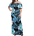 Hawaii Tropical Off Shoulder Long Dress Polynesian Floral Blue RLT8 - Polynesian Pride