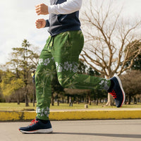 Olive Green Hawaii Palm Tree Hibiscus Jogger Pants Fantasy Summer Vibe LT01 - Polynesian Pride