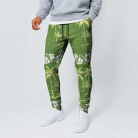 Olive Green Hawaii Palm Tree Hibiscus Jogger Pants Fantasy Summer Vibe LT01 - Polynesian Pride