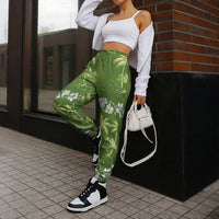 Olive Green Hawaii Palm Tree Hibiscus Jogger Pants Fantasy Summer Vibe LT01 - Polynesian Pride