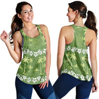 Olive Green Hawaii Palm Tree Hibiscus Women Racerback Tank Fantasy Summer Vibe LT01 - Polynesian Pride