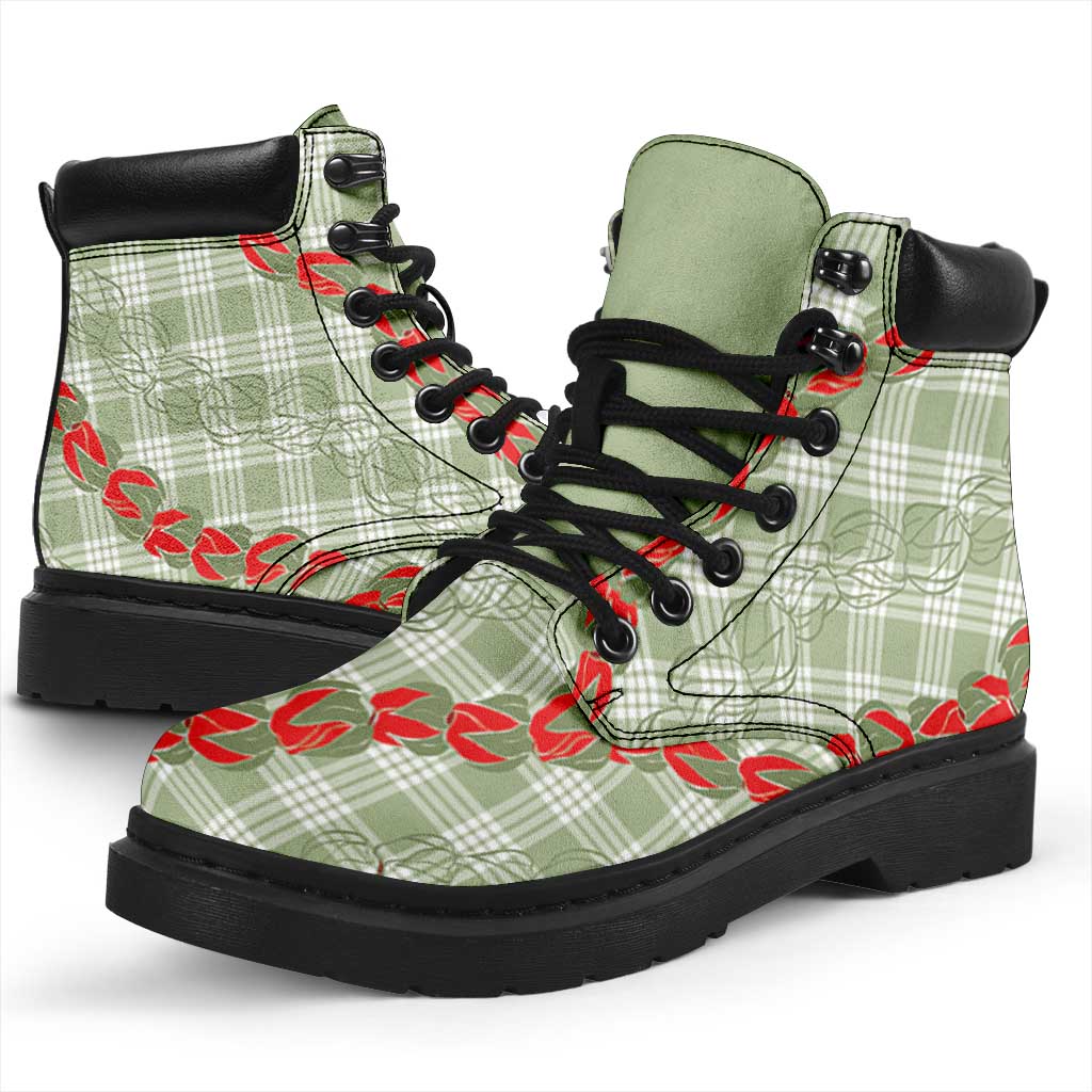 Omaomao Aloha Hawaii All Season Boots Rosebud Lei With Palaka Motif - Polynesian Pride