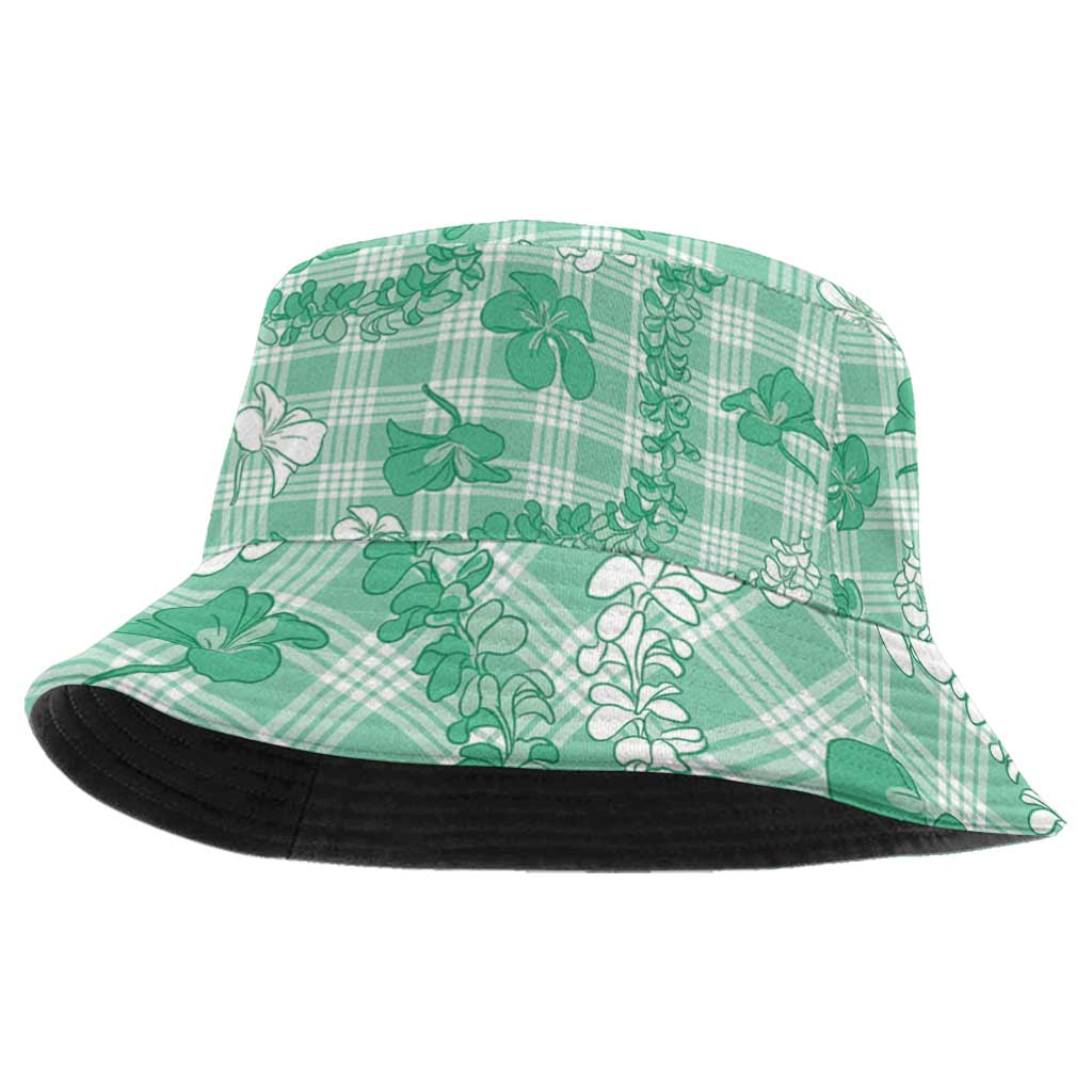 Omaomao Aloha Hawaii Bucket Hat Plumeria Lei With Palaka Motif - Polynesian Pride