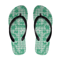 Omaomao Aloha Hawaii Flip Flops Plumeria Lei With Palaka Motif - Polynesian Pride