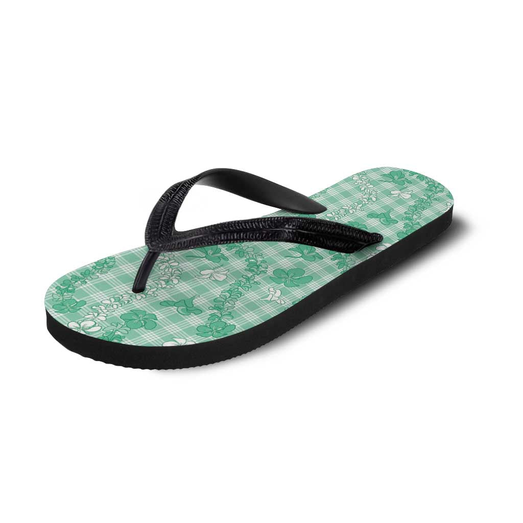 Omaomao Aloha Hawaii Flip Flops Plumeria Lei With Palaka Motif - Polynesian Pride