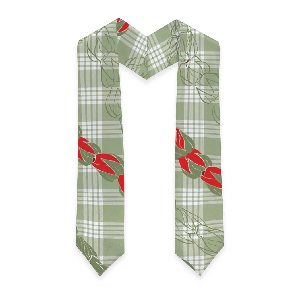Omaomao Aloha Hawaii Graduation Stole Rosebud Lei With Palaka Motif - Polynesian Pride