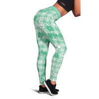 Omaomao Aloha Hawaii Leggings Plumeria Lei With Palaka Motif - Polynesian Pride