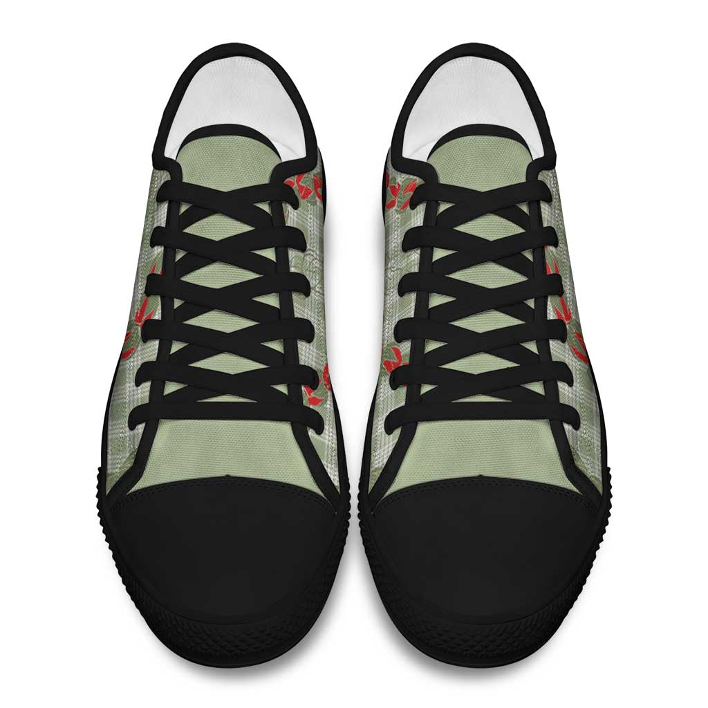 Omaomao Aloha Hawaii Low Top Shoes Rosebud Lei With Palaka Motif - Polynesian Pride