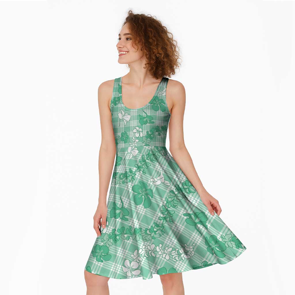 Omaomao Aloha Hawaii Midi Dress Plumeria Lei With Palaka Motif - Polynesian Pride