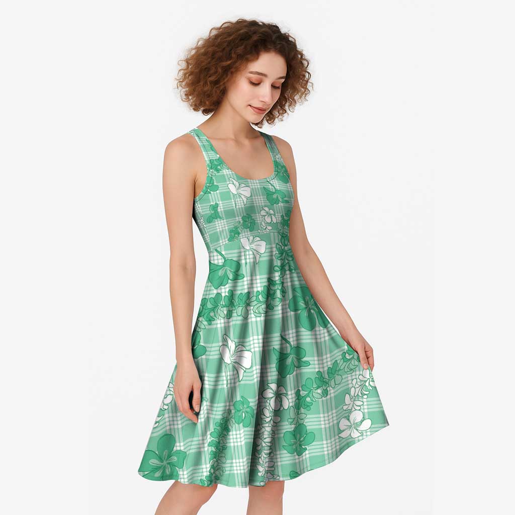 Omaomao Aloha Hawaii Midi Dress Plumeria Lei With Palaka Motif - Polynesian Pride