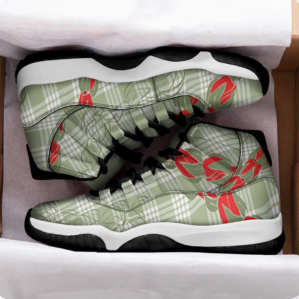 Omaomao Aloha Hawaii Sneakers J11 Rosebud Lei With Palaka Motif - Polynesian Pride