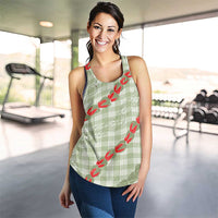 Omaomao Aloha Hawaii Women Racerback Tank Rosebud Lei With Palaka Motif - Polynesian Pride