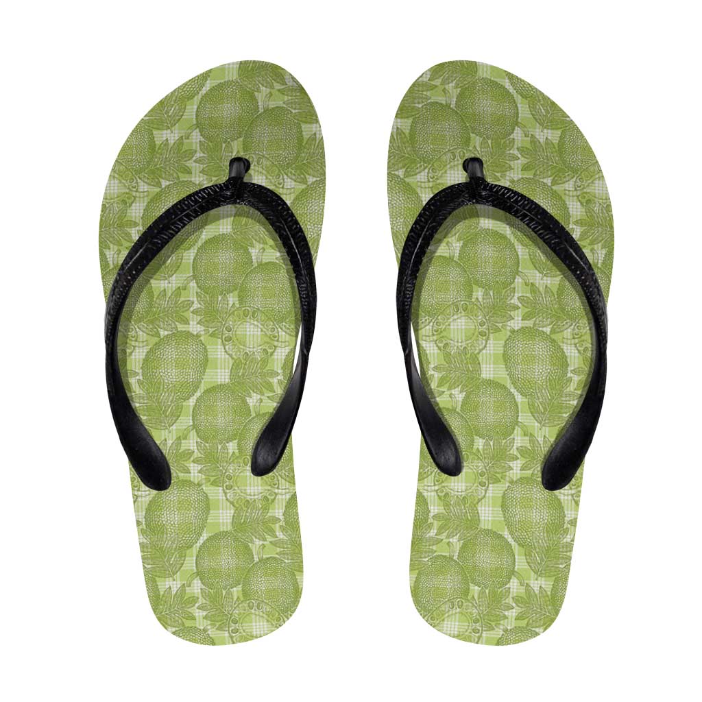 Omaomao Hawaii Breadfruit Palaka Motifs Flip Flops