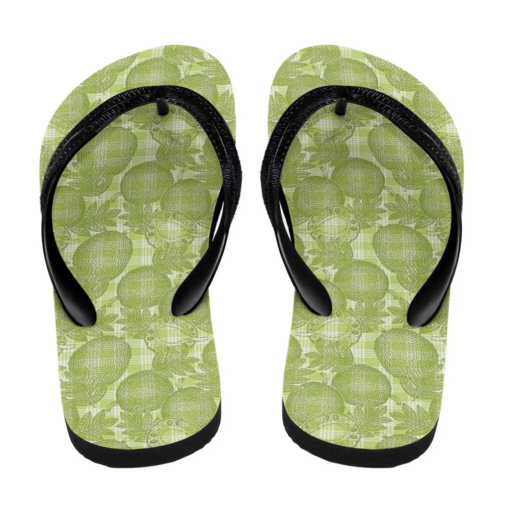 Omaomao Hawaii Breadfruit Palaka Motifs Flip Flops
