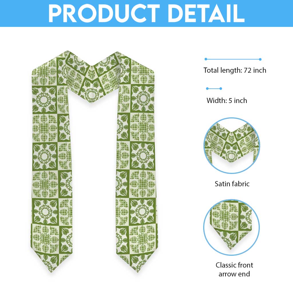 Omaomao Palaka Quilt Hawaii Graduation Stole Hawaiian Tropical Monstera Sea Turtle