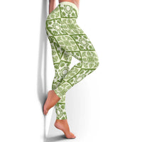 Omaomao Palaka Quilt Hawaii Leggings Hawaiian Tropical Monstera Sea Turtle