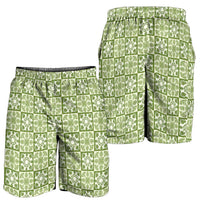 Omaomao Palaka Quilt Hawaii Shorts for Men Hawaiian Tropical Monstera Sea Turtle