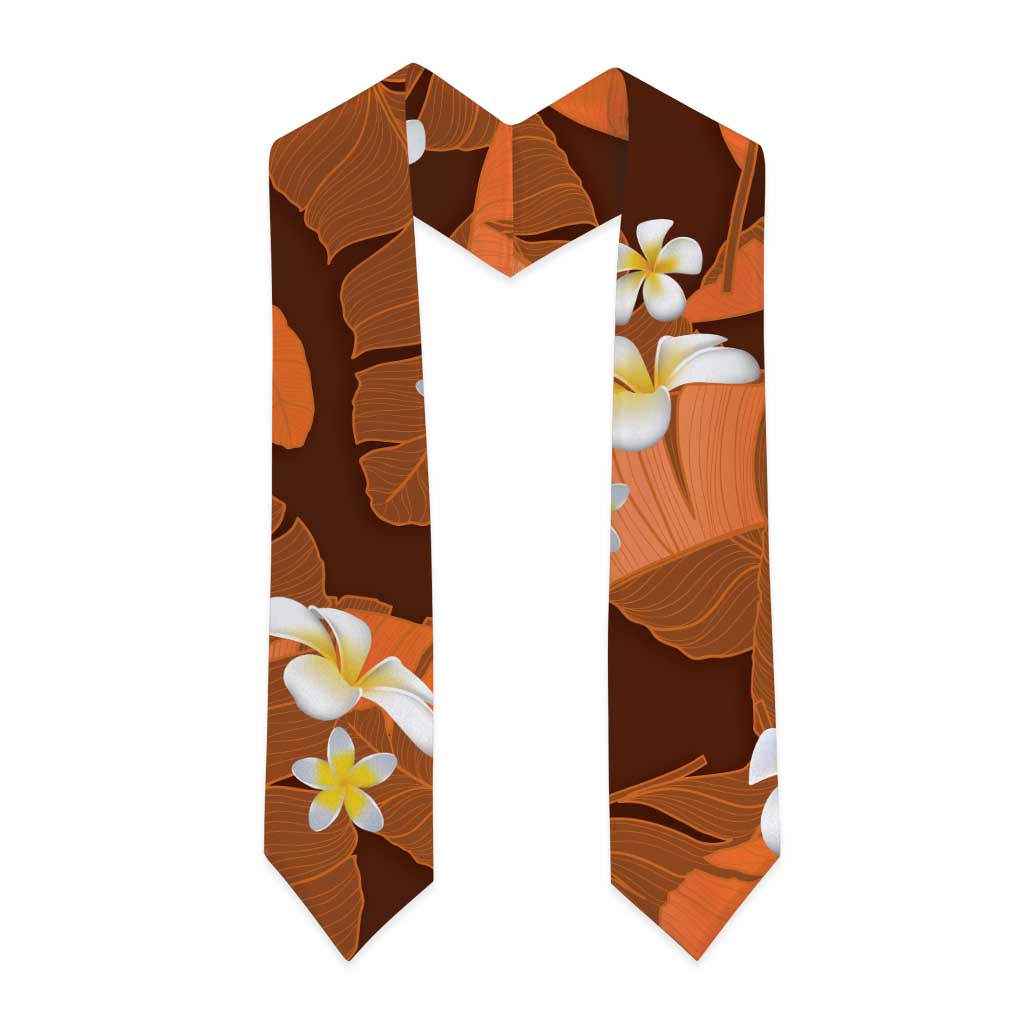 Orange Banana Leaf Hawaii Graduation Stole Lau Maia Plumeria Tropical Summer Vibes