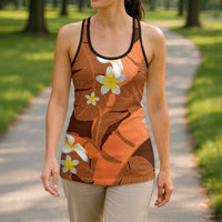 Orange Banana Leaf Hawaii Hollow Tank Top Lau Maia Plumeria Tropical Summer Vibes