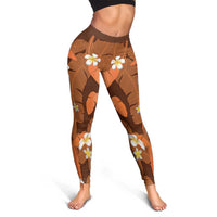 Orange Banana Leaf Hawaii Leggings Lau Maia Plumeria Tropical Summer Vibes