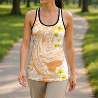Orange Hawaii Shark Tattoo Hollow Tank Top Puakenikeni Lei Plumeria Polynesian Pattern