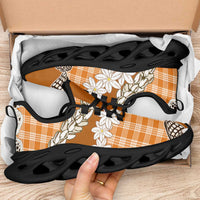 Orange Hawaii Tiare and Shell Lei Clunky Sneakers Hawaiian Palaka Luxury Vibes - Polynesian Pride