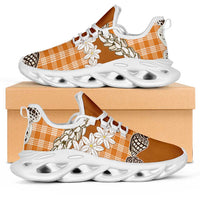 Orange Hawaii Tiare and Shell Lei Clunky Sneakers Hawaiian Palaka Luxury Vibes - Polynesian Pride