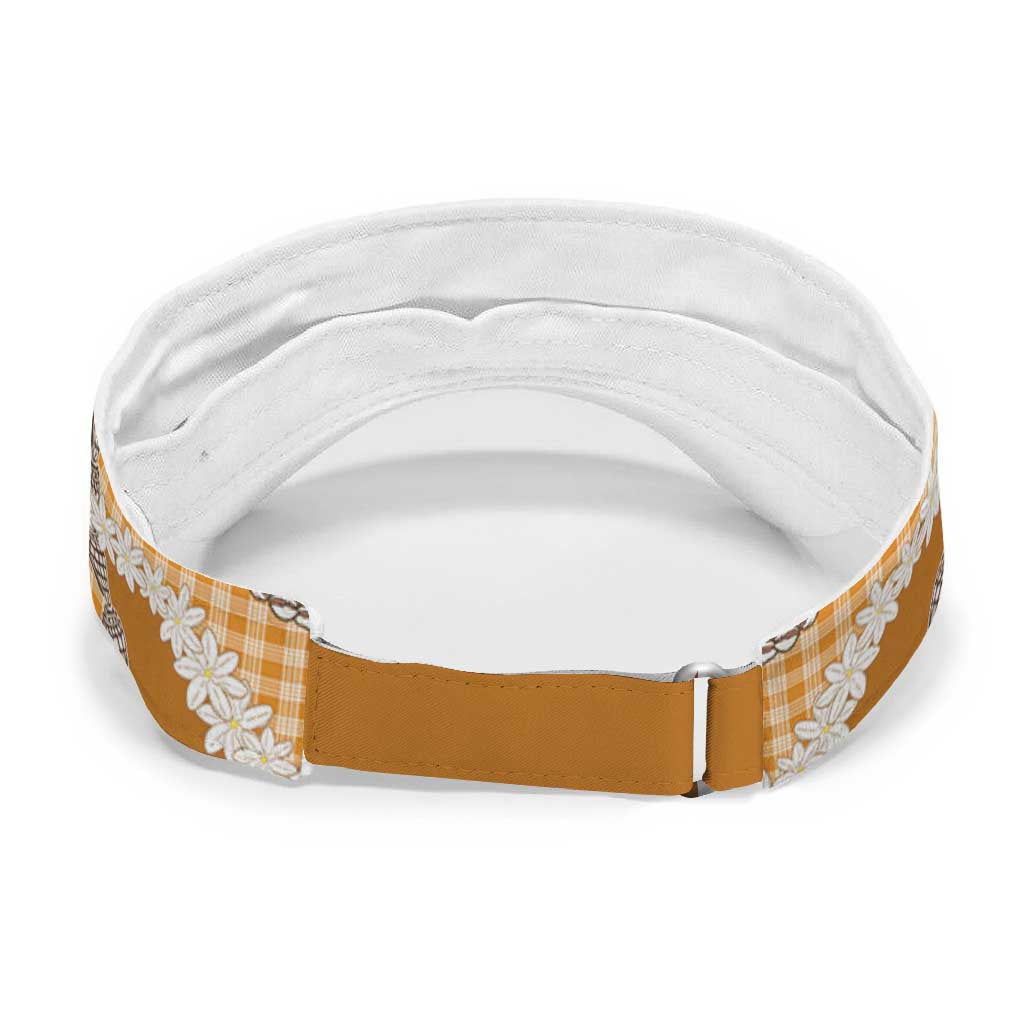 Orange Hawaii Tiare and Shell Lei Sun Visor Cap Hawaiian Palaka Luxury Vibes