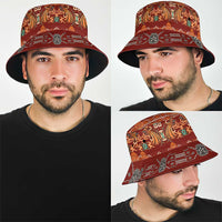 Oxblood Batik Papua-inspired Pattern Bucket Hat - Polynesian Pride