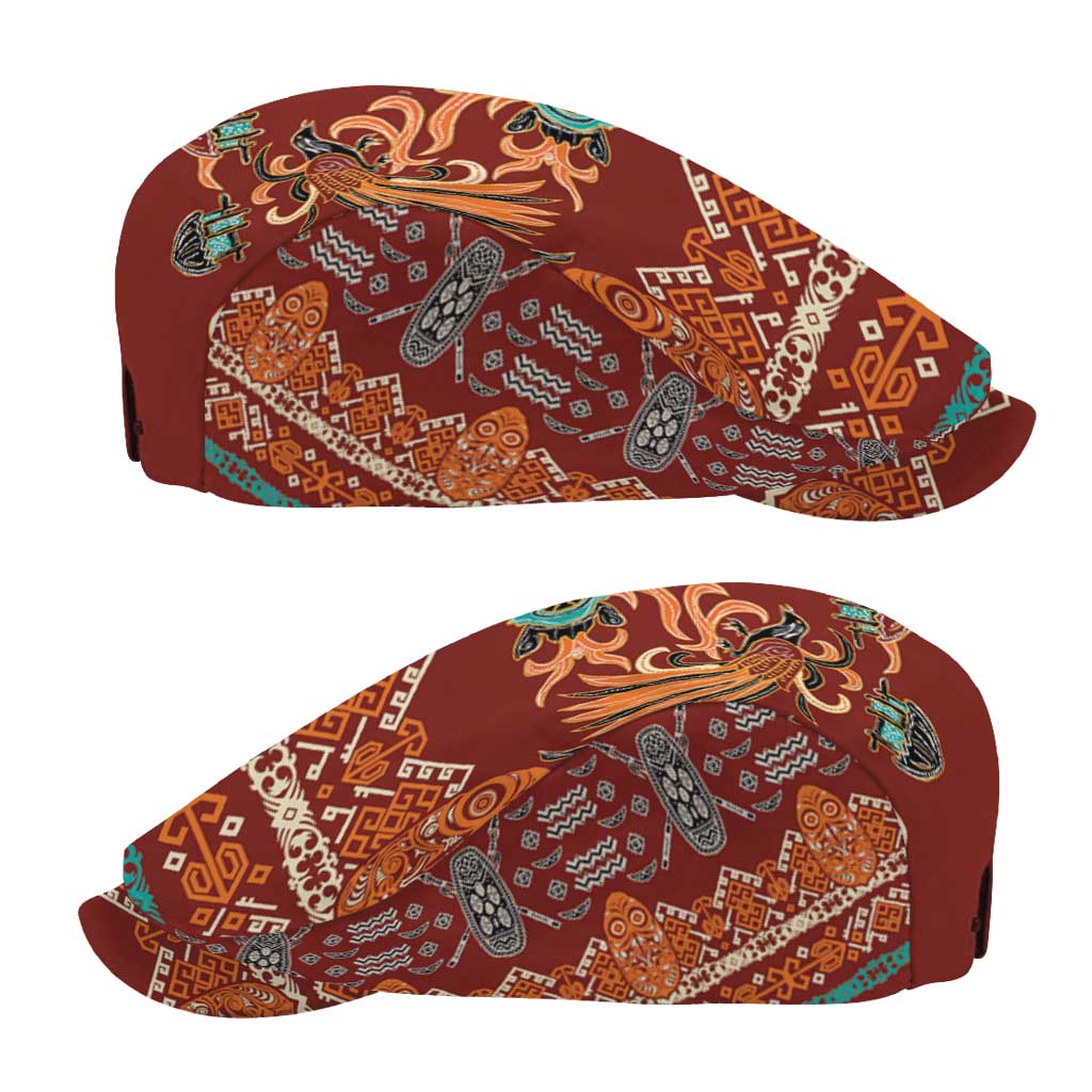 Oxblood Batik Papua-inspired Pattern Jeff Hat - Polynesian Pride