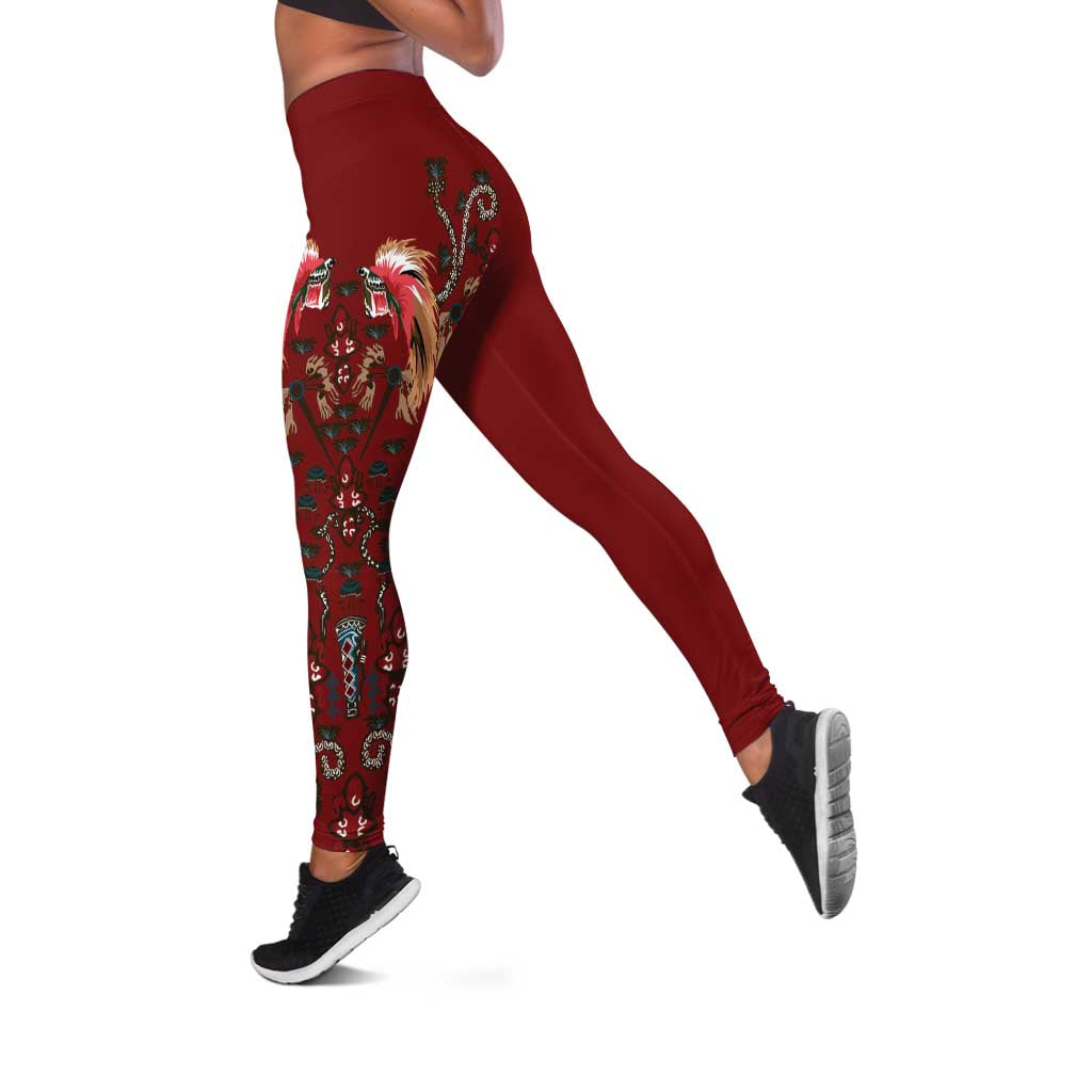 Oxblood Bird of Batik Papua Leggings Exotic Natural Wealth of Papua - Polynesian Pride