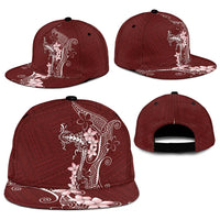 Oxblood Hawaii Snapback Cap Hammerhead Shark Tattoo Curve Polynesian - Polynesian Pride