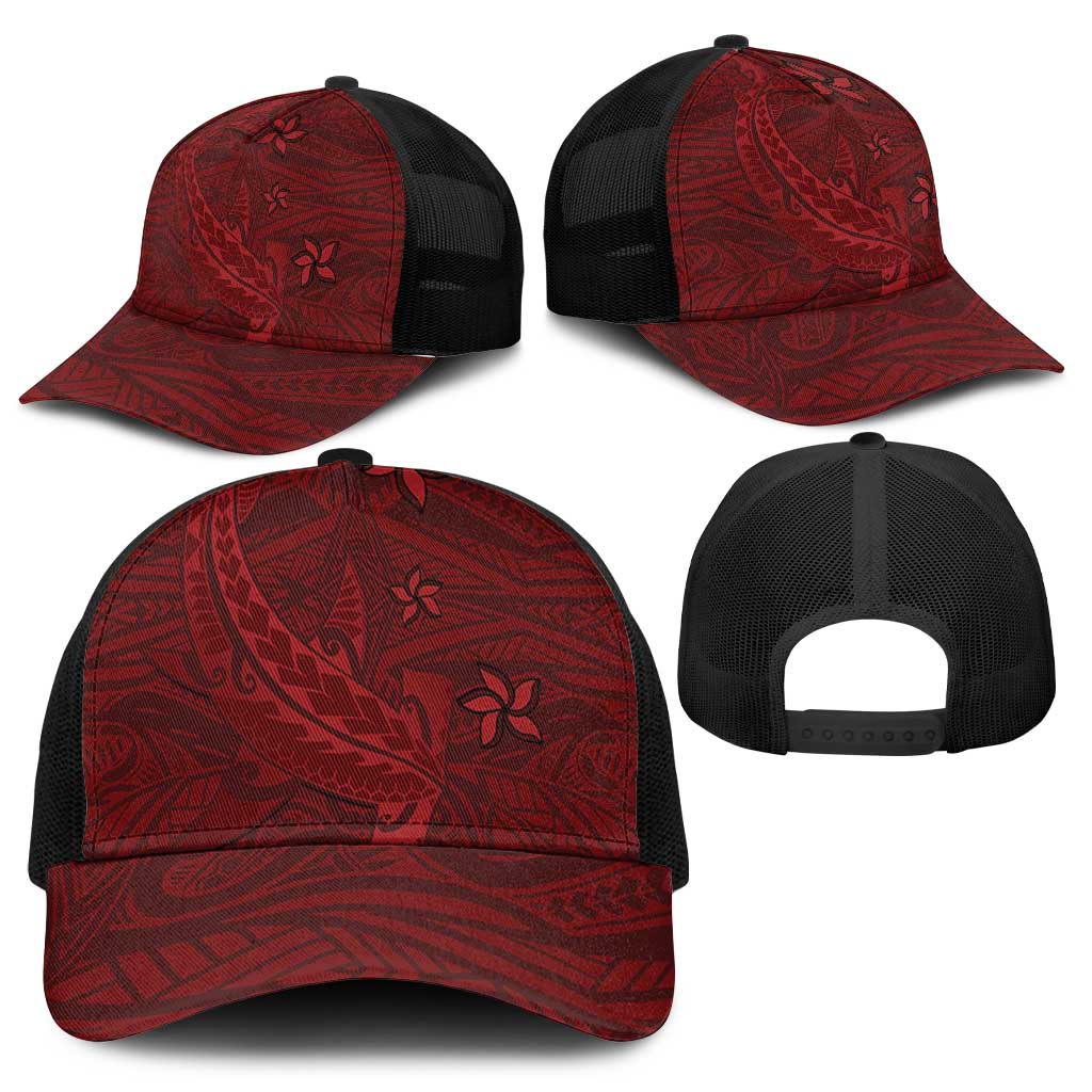 Oxblood Polynesia Baseball Net Cap Hawaiian Tribal Hammerhead Shark Tattoo - Polynesian Pride