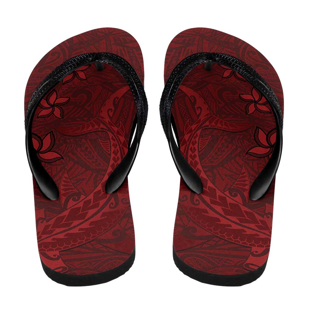 Oxblood Polynesia Flip Flops Hawaiian Tribal Hammerhead Shark Tattoo - Polynesian Pride