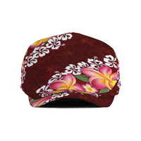 Oxblood Polynesia Jeff Hat Plumeria With Hibiscus Pattern Tropical Vibes - Polynesian Pride