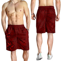 Oxblood Polynesia Shorts for Men Hawaiian Tribal Hammerhead Shark Tattoo - Polynesian Pride