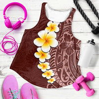 Oxblood Tropical Plumeria With Galaxy Polynesian Art Women Racerback Tank - Polynesian Pride