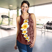 Oxblood Tropical Plumeria With Galaxy Polynesian Art Women Racerback Tank - Polynesian Pride