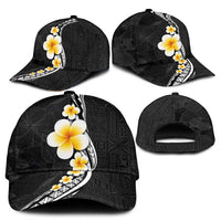 Pacific Hibiscus and Plumeria Tapa Pattern Classic Cap Black Color LT03