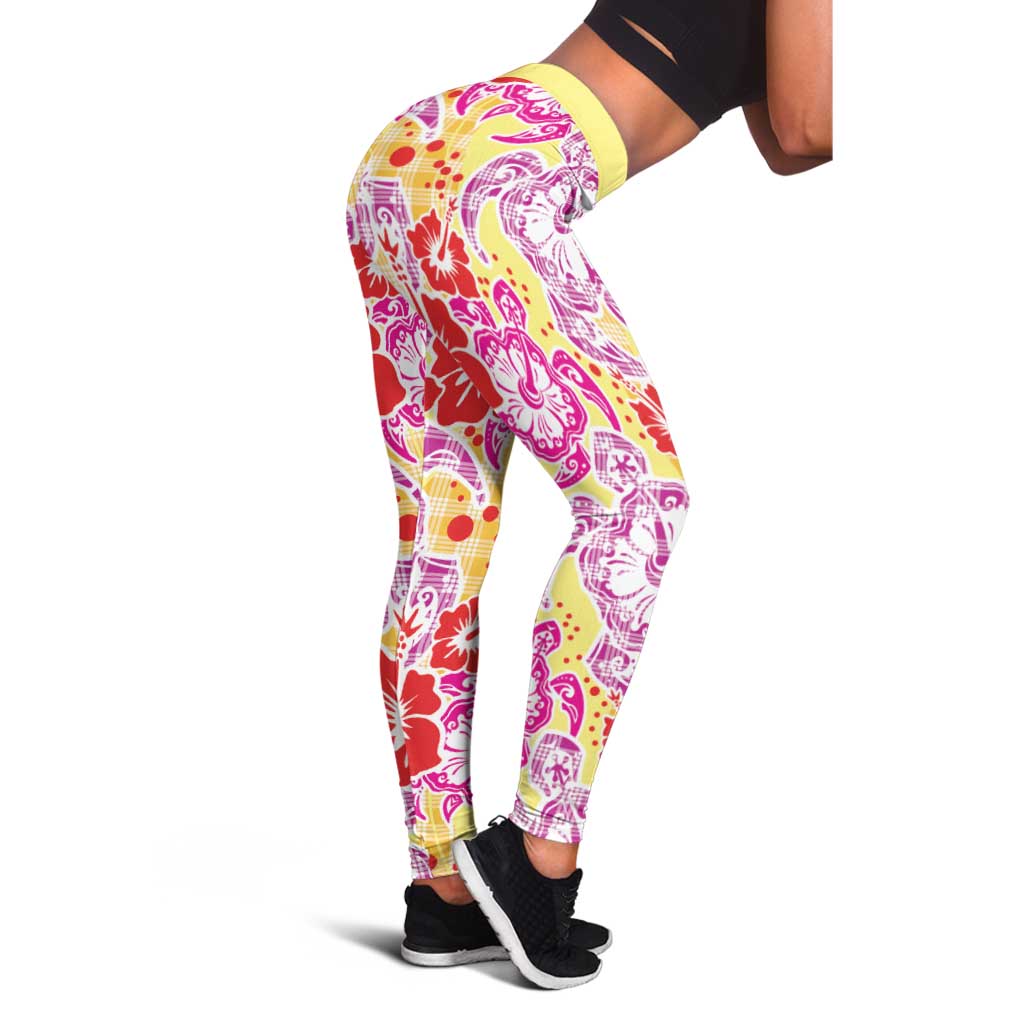 Palaka with Honu and Hibiscus Leggings Hawaiian Heritage Spirit - Polynesian Pride