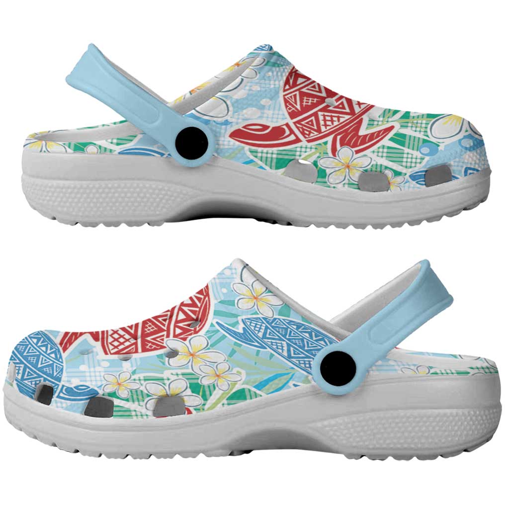 Palaka with Honu and Plumeria Clogs Shoes Hawaiian Heritage Spirit - Polynesian Pride