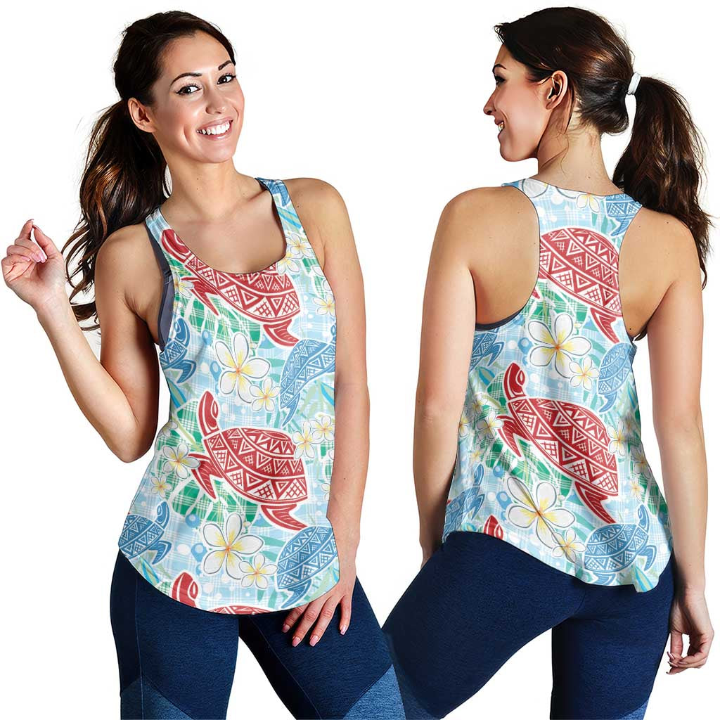 Palaka with Honu and Plumeria Women Racerback Tank Hawaiian Heritage Spirit LT9