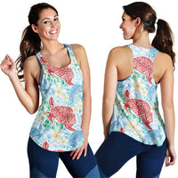 Palaka with Honu and Plumeria Women Racerback Tank Hawaiian Heritage Spirit LT9