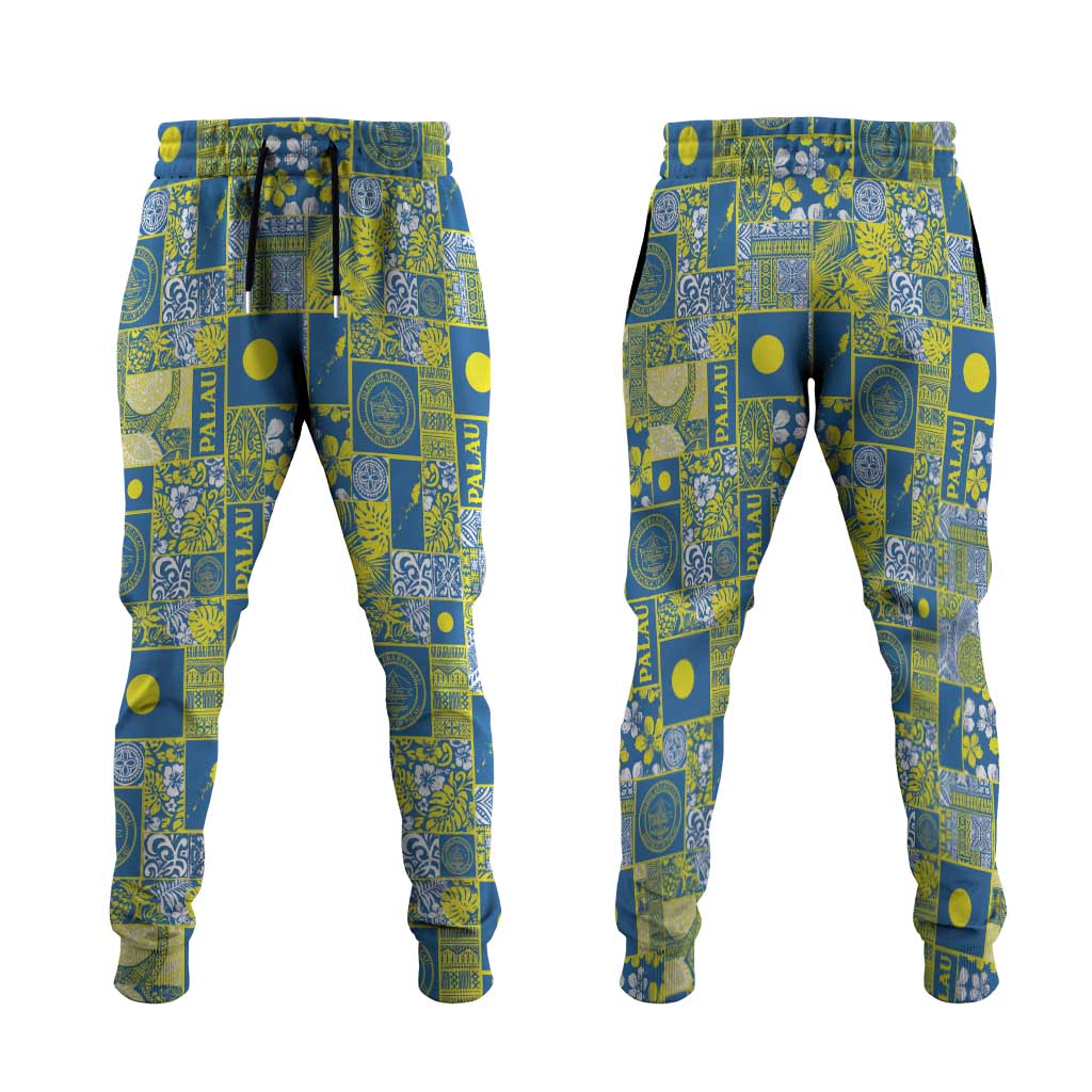 Palau Ungil Kurismas Jogger Pants Pacific Patchwork Xmas Vibes LT9 Green - Polynesian Pride