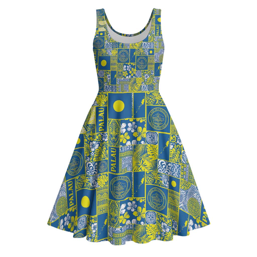 Palau Ungil Kurismas Midi Dress Pacific Patchwork Xmas Vibes - Polynesian Pride