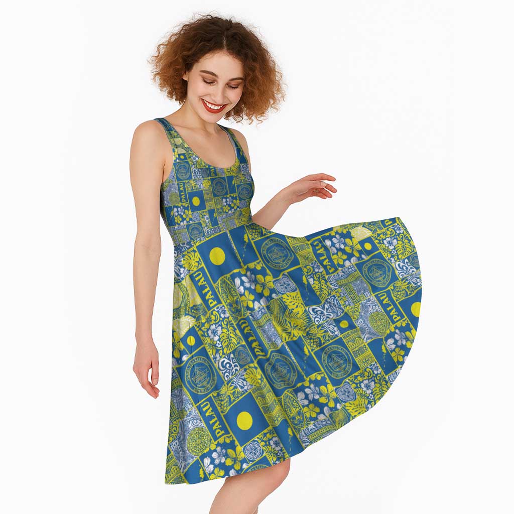 Palau Ungil Kurismas Midi Dress Pacific Patchwork Xmas Vibes - Polynesian Pride