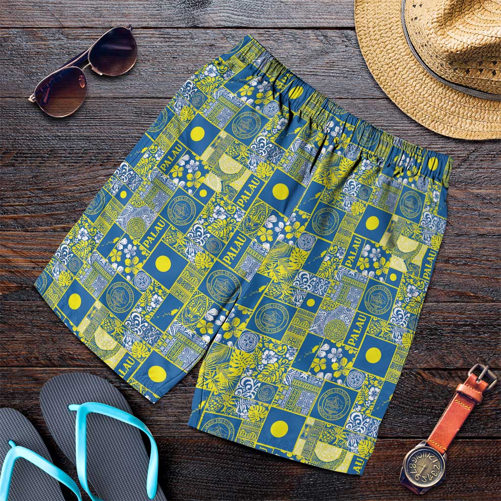 Palau Ungil Kurismas Shorts for Men Pacific Patchwork Xmas Vibes - Polynesian Pride