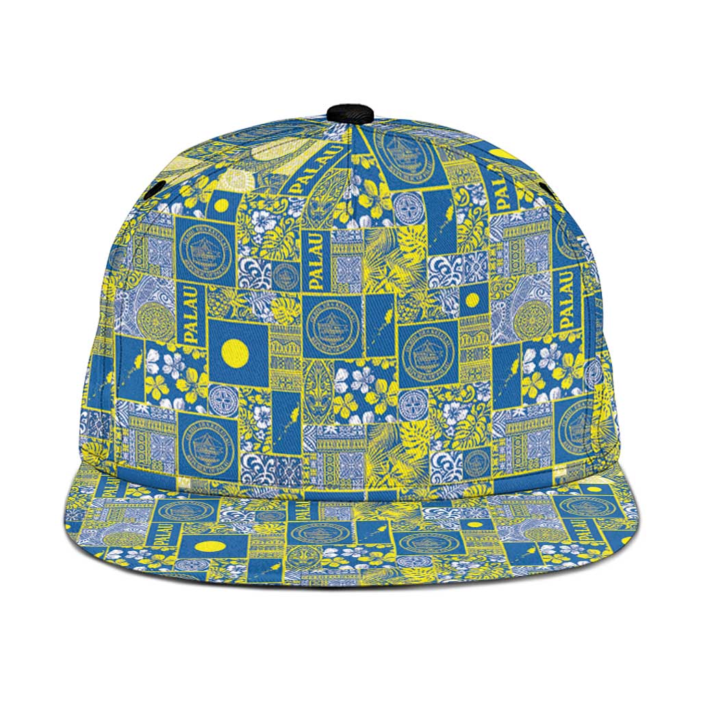 Palau Ungil Kurismas Snapback Cap Pacific Patchwork Xmas Vibes - Polynesian Pride