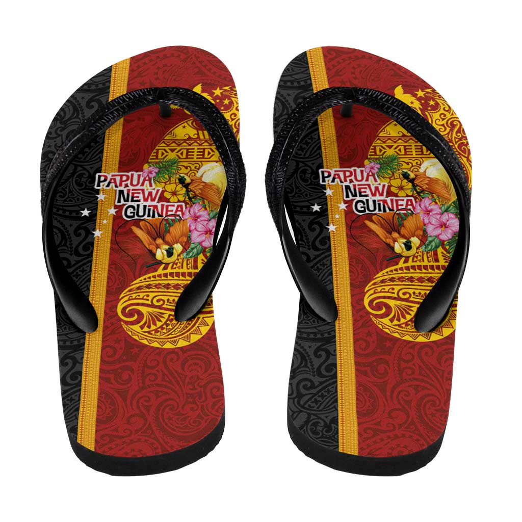 Papua New Guinea Flip Flops Birds-of-Paradise Melanesian Tattoos Tropical Plants LT03 - Polynesian Pride